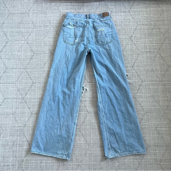 American Eagle AE Women’s Light Blue Super Wide Leg High Rise Denim Skater Jeans - Picture 4 of 13